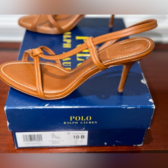 RALPH LAUREN POLO, BROWN, LEATHER, WOMEN’S DESIGNER HIGH-HEEL SANDALS  Size: 10B - Picture 13 of 13